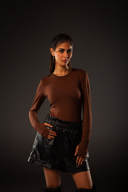 brown bodysuit top