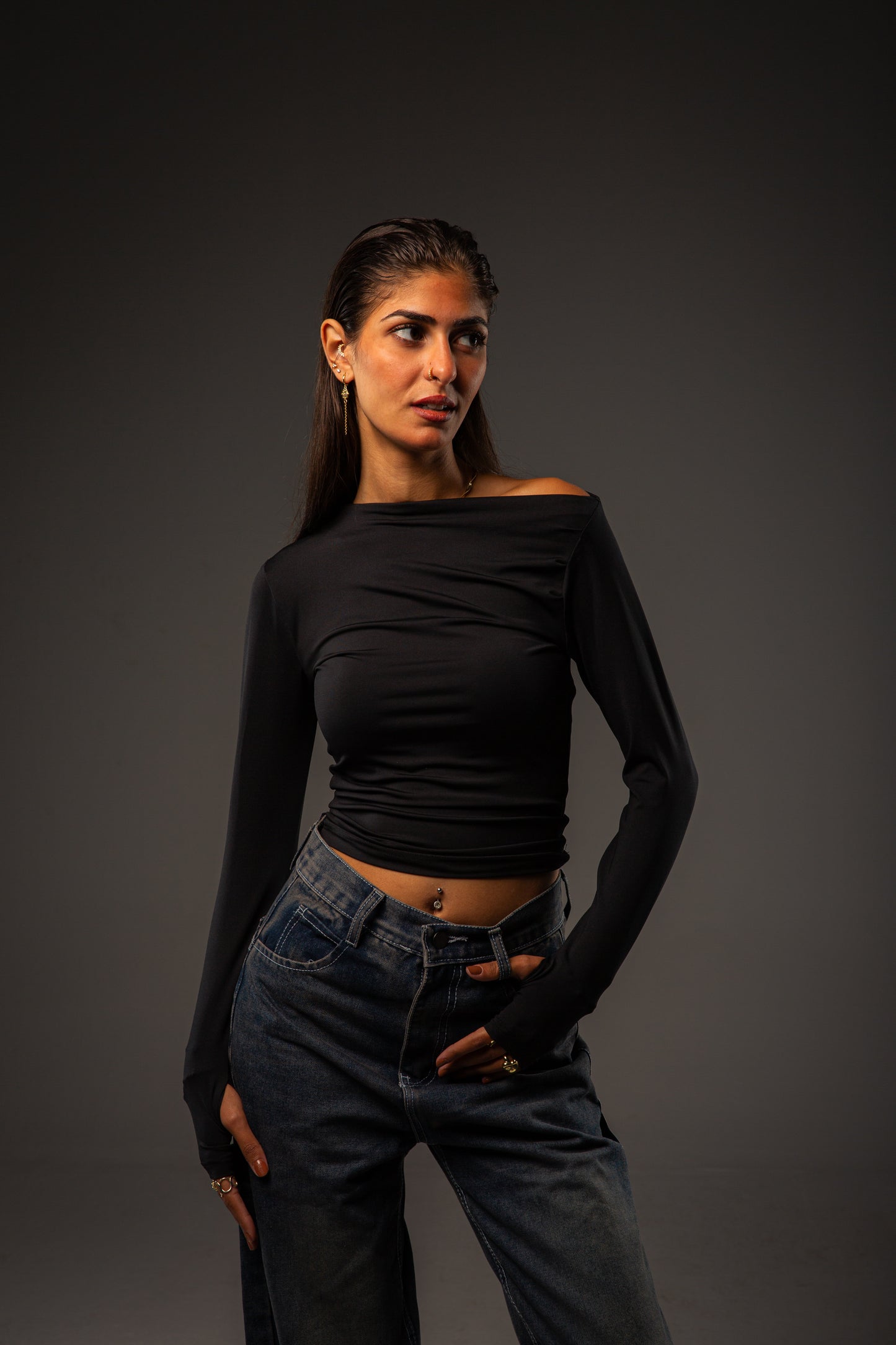 Off-shoulder Black top
