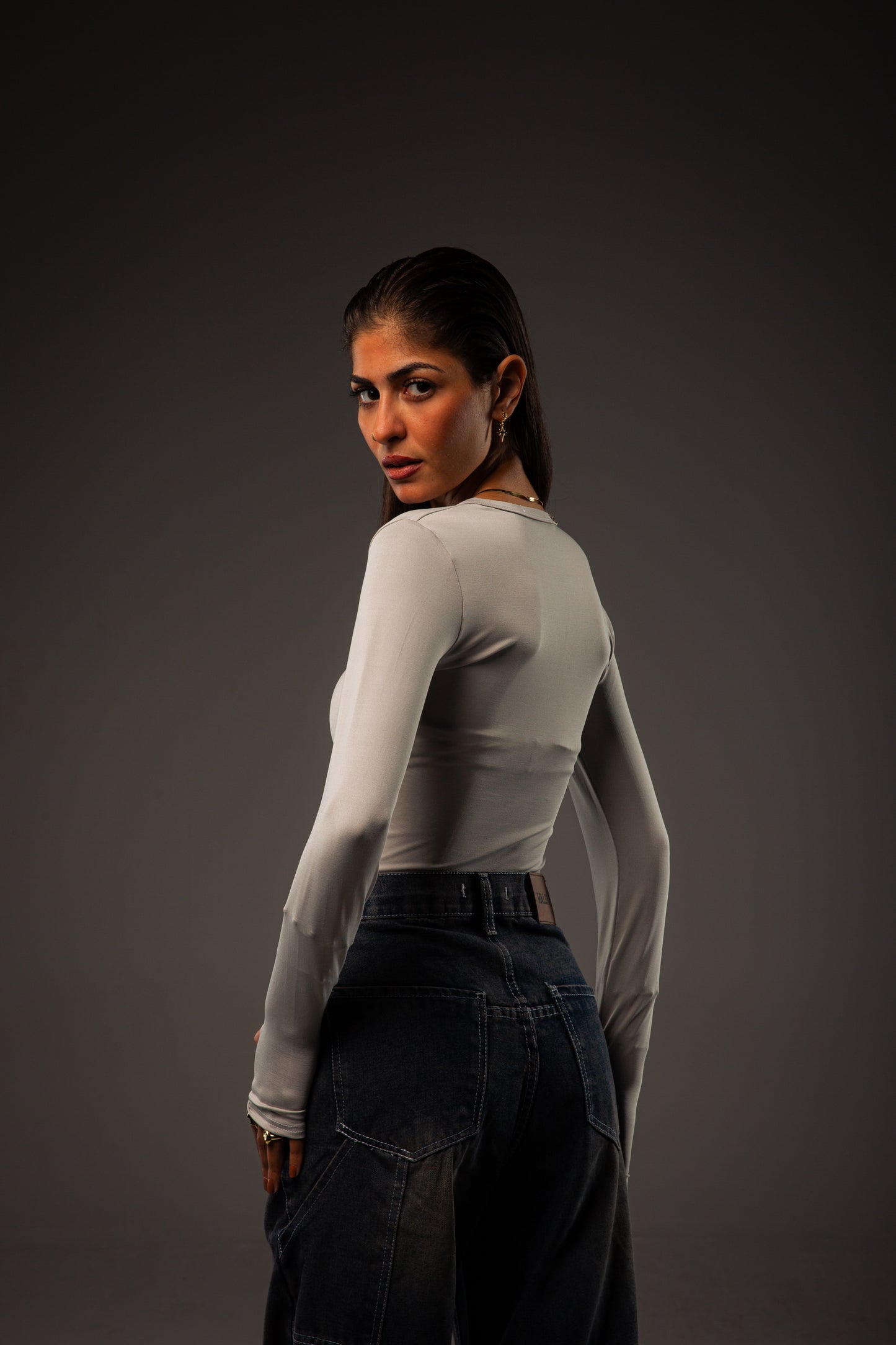 Zip up Grey top