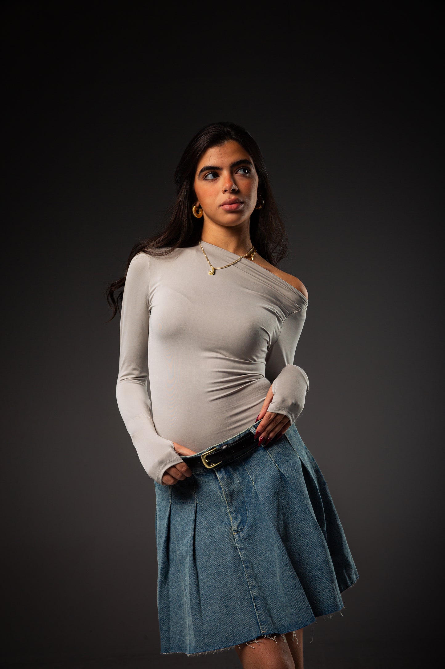 Off-shoulder Grey top