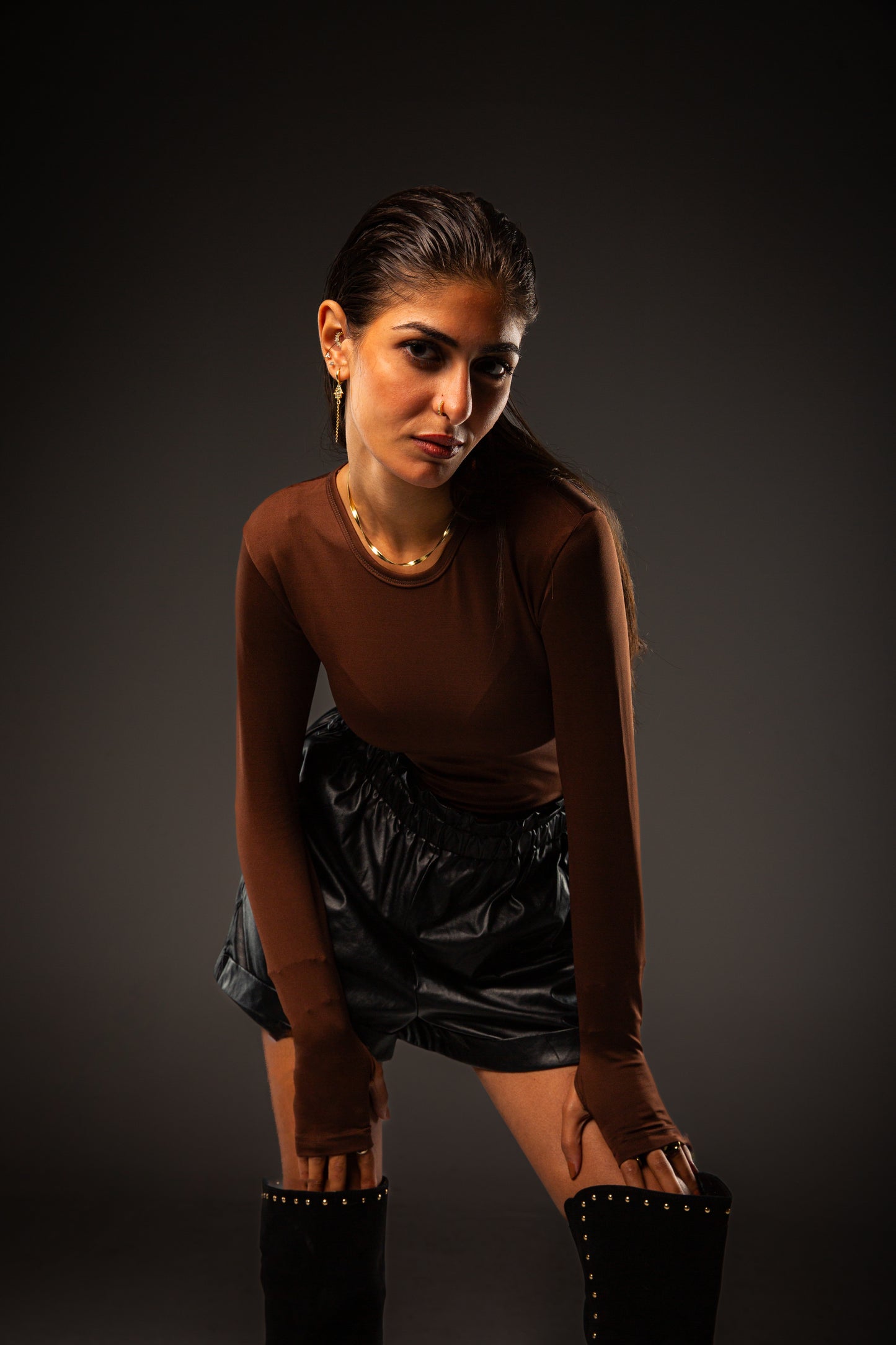 brown bodysuit top