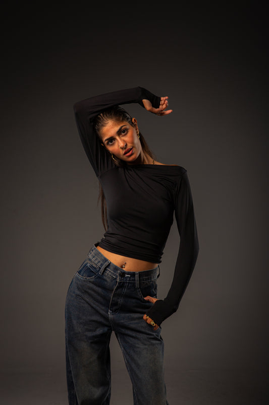 Off-shoulder Black top