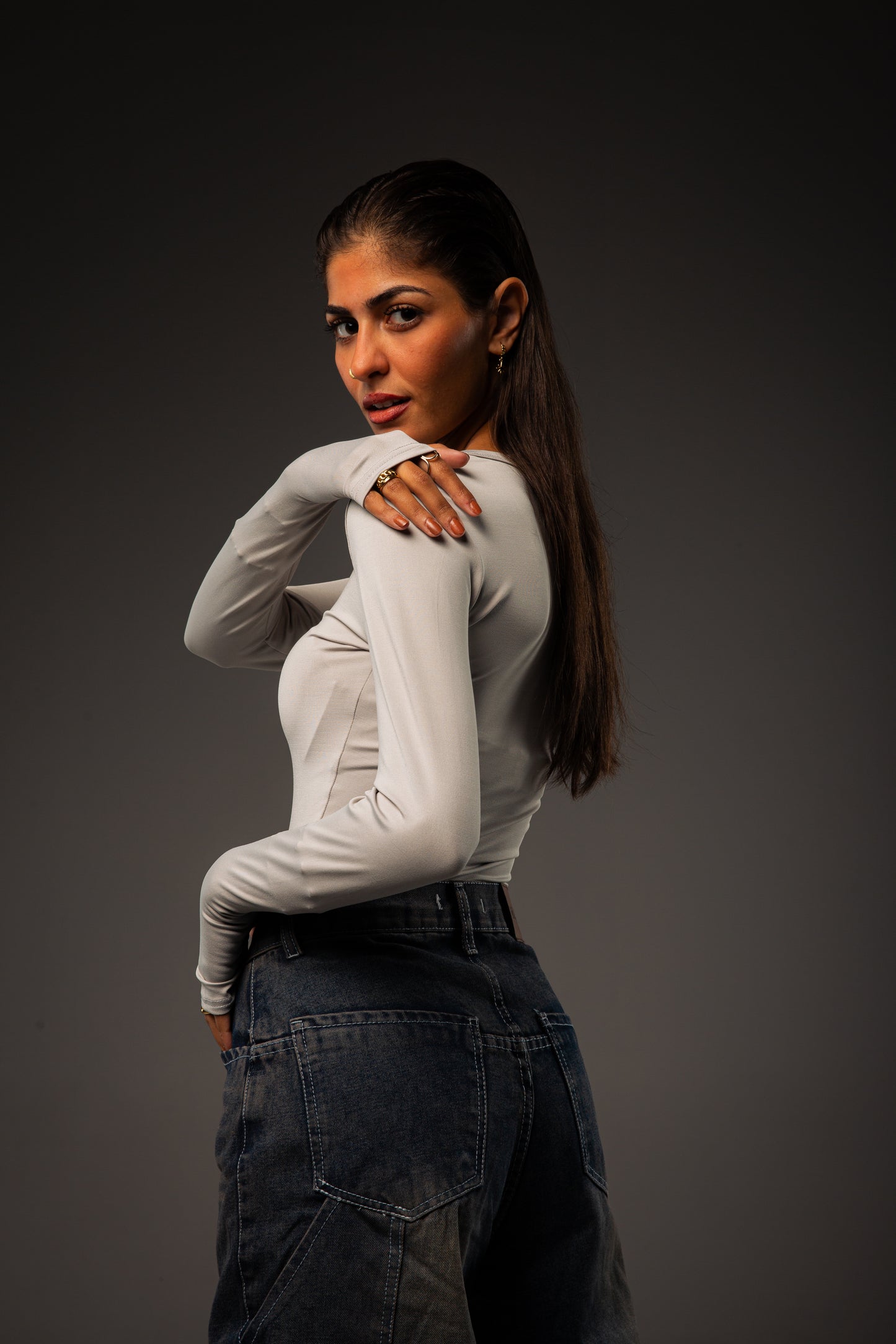 Zip up Grey top